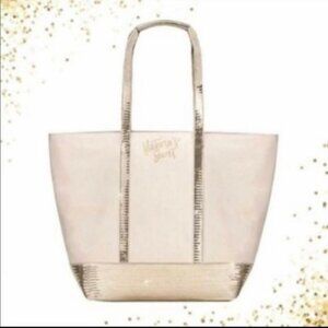 Victoria’s Secret Large Ivory & Gold Sequins Tote Bag